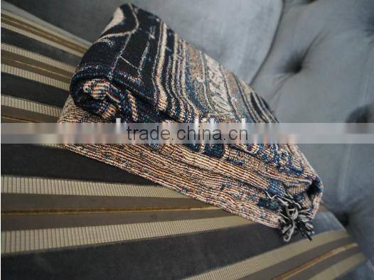 Woven throw and blanket, jacquard weaving, yarn dyed, custom design