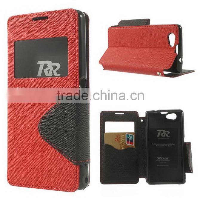 Good Quality Mobile Phone Leather Flip Cover Case For Sony Z3 Mini M55W With Stand Function