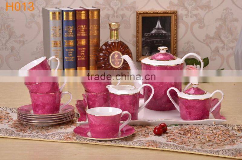 unique design with gold-rim bone china cup 220ml purple/fuchsia/green colorful tea cup with saucer