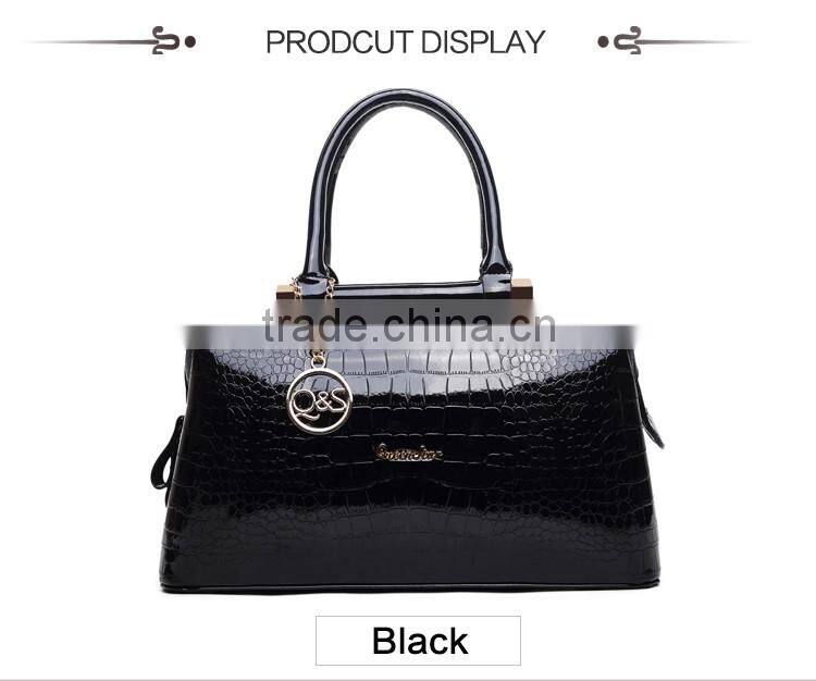 popular fashion pu leather lady handbag with zipper