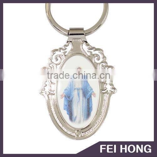Hot Sale Customized Virgin Mary zinc alloy material digital printed keychains