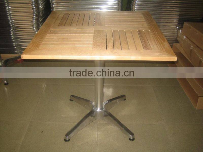 Restaurant aluminum furniture foldable wooden mental square dining table YT13A