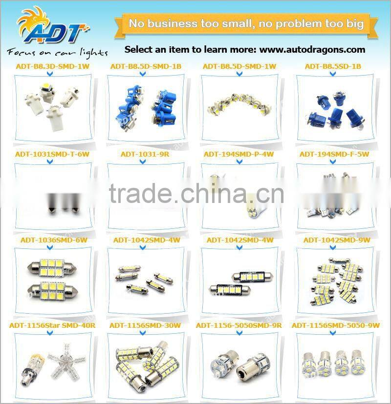 New White 12 SMD LED 3528 Indicator Door Light Bulb Lamp Panel Dome Adapter