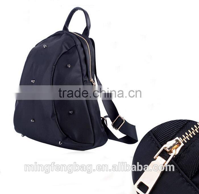 Custom Fashionable Black Canvas Tote and Shoulders Girls Backpack Bag