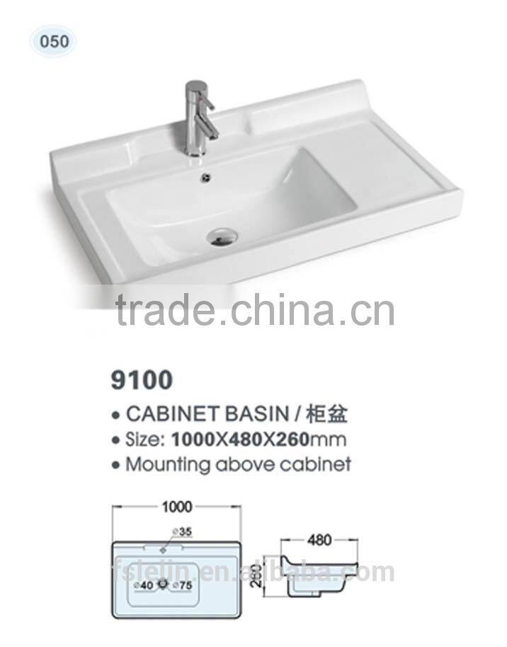 FOSHAN LELIN ceramic L1000mm cabinet basin middle size vanities top bathroom basin of LT-050
