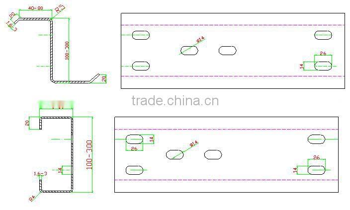 PLC Control Automatic Steel Cee Zee Purlin Interchangeable Roll Forming Machine