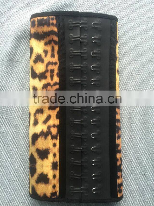sexy lingerie 3 hook leopard pattern straps waist training corset