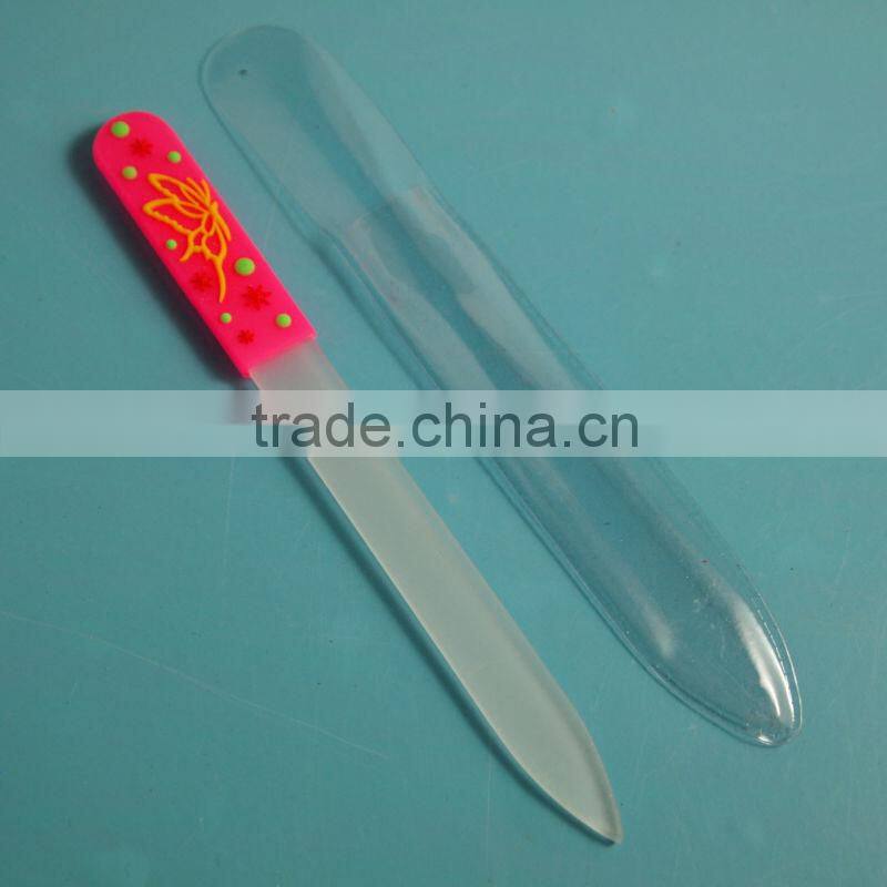 BLC-001 14cm Soft rubber handle with glass nail files wholesale