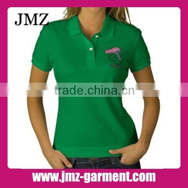 Polyester cotton womens polo shirt collar design