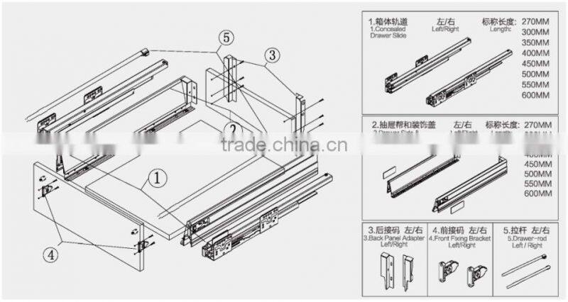 Heavy Duty Luxurious Kitchen Cabinet Furniture Tandembox Drawer Slide
