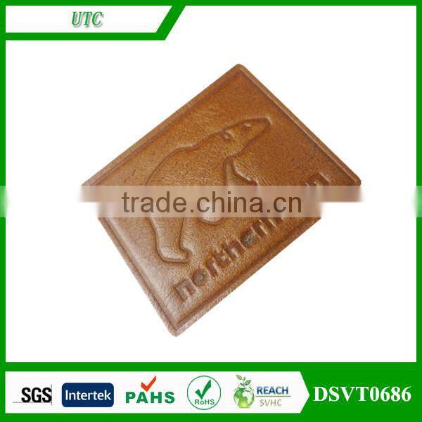 2014 wholesale handbag custom embossed real leather patch/ badge