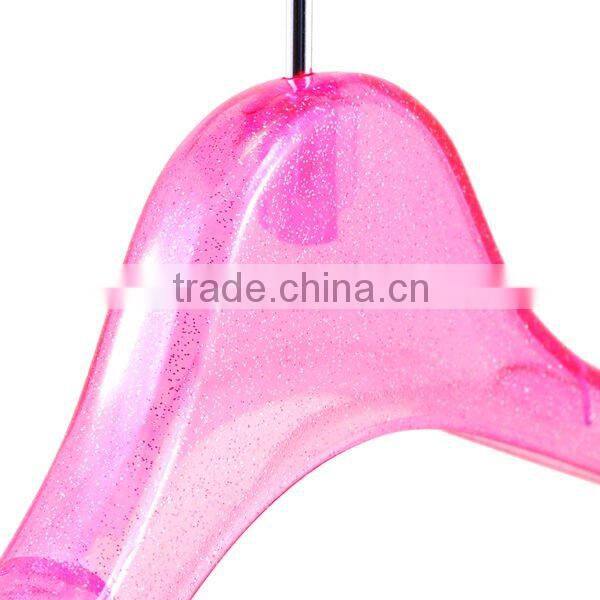 Luxury Plastic Hanger in Clear Pink Color for Luxury Sports Wear