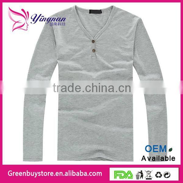 2014 New Arrived Mens Long Sleeve T Shirt Slim Fit , Fashion V Neck T Shirts For Men