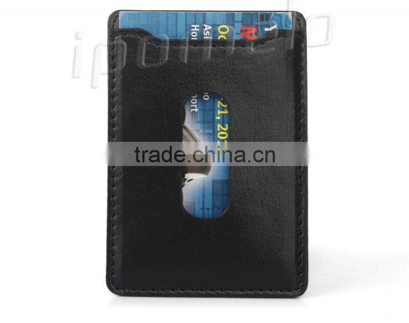 2015 new products leather card holder with 3M sticker fitting for mobile phone