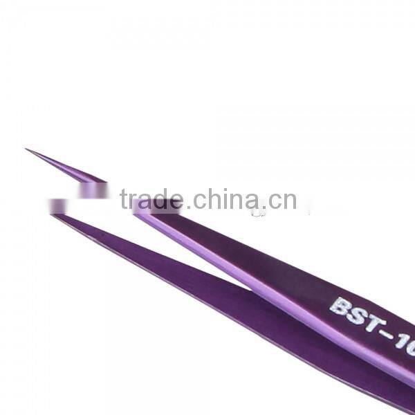 BST-10C Stainless Steel Highly Precision Tweezers Pro Tool Tweezers Purple