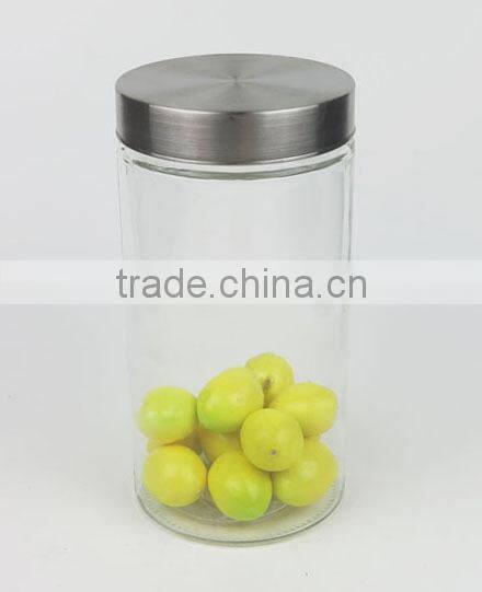 750ml Plain Glass Storage Jar and Metal Cover, Glass Food Container with Cover