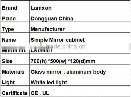 Simple bathroom mirror cabinet with light,sliding mirror cabinet