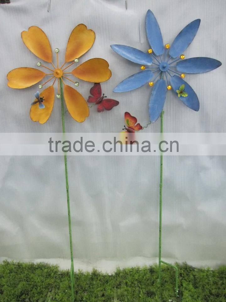 wholesale flower shape metal garden windmill for garden decoration