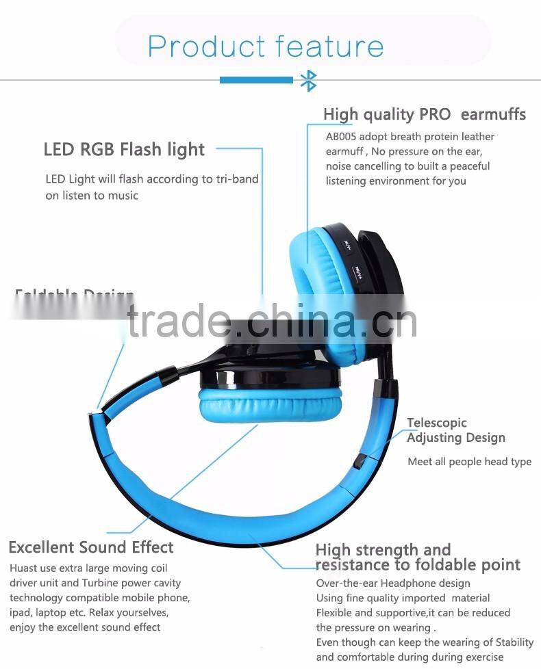 hot selling 2016 amazon Led wireless stereo bluetooth headphones