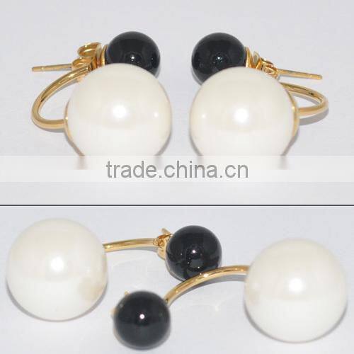 Fashion Stainless Steel Pearl Earring with Diamond Jewellery