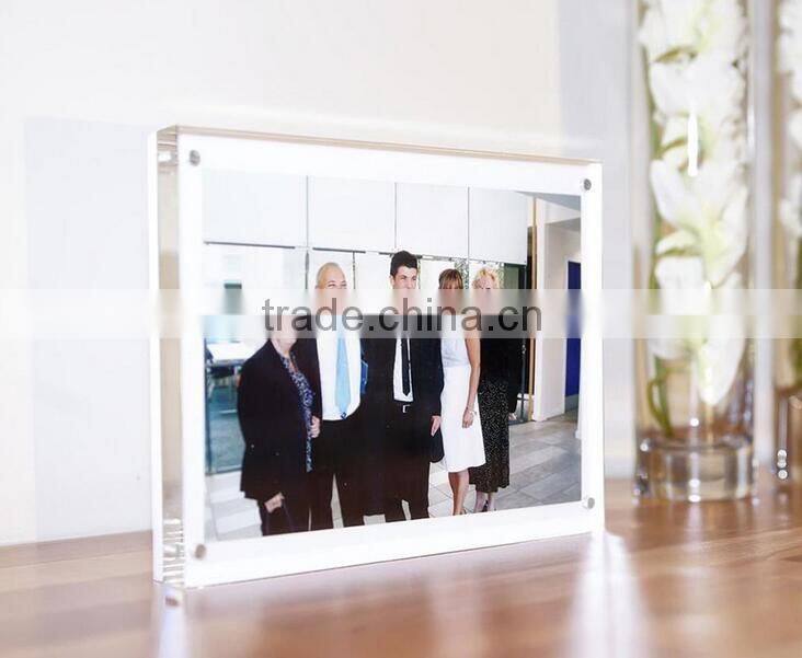 black and clear acrylic magnet photo frame, plexi-glass picture frame