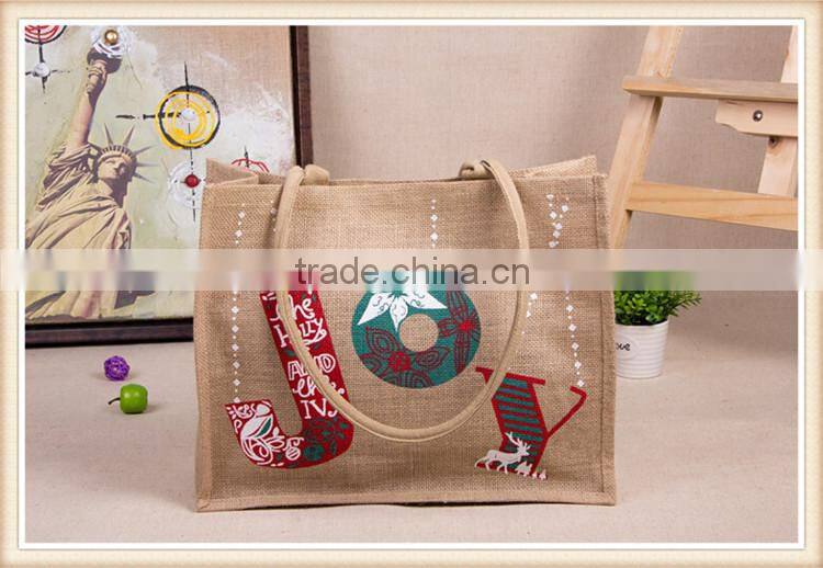 Christmas series printing jute bag
