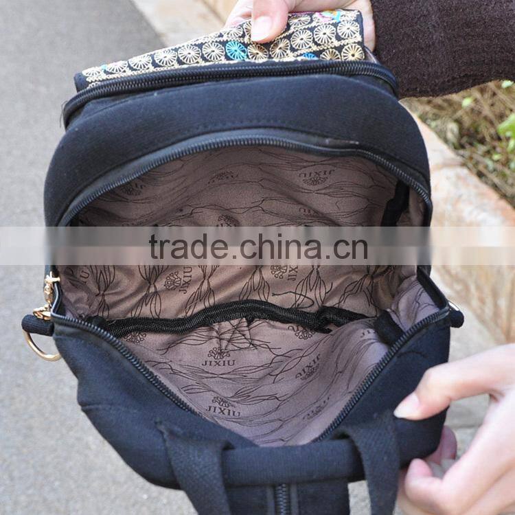 Delicate ethnic embroidery girls' backpack bag/Ladies shoulder bag fashion canvas beauty bags backpack