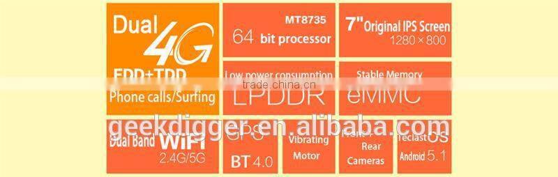 Teclast P70 4G Phablet-WHITE/7.0 inch Android 5.1 MTK8735 Quad Core 1.0GHz WSGA Screen Dual Cameras GPS WiFi Bluetooth4.0