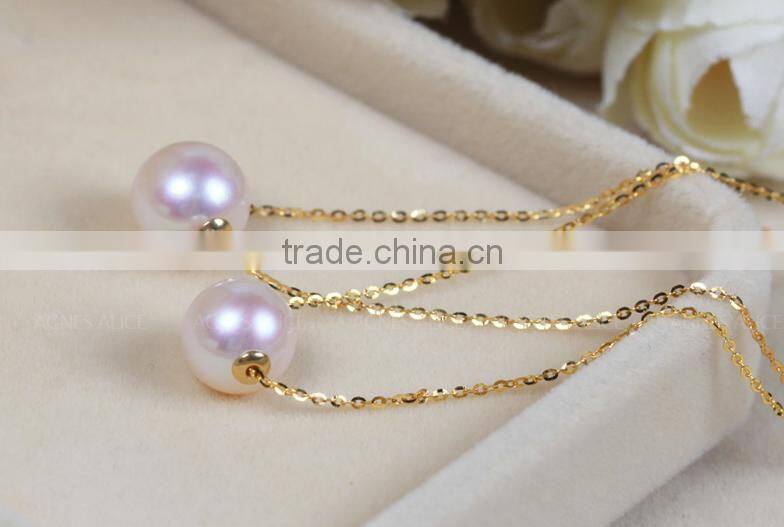 AAA grade fashionable Akoya pearl pendant 18k gold pendant 8-8.5mm round pearl pendant necklace