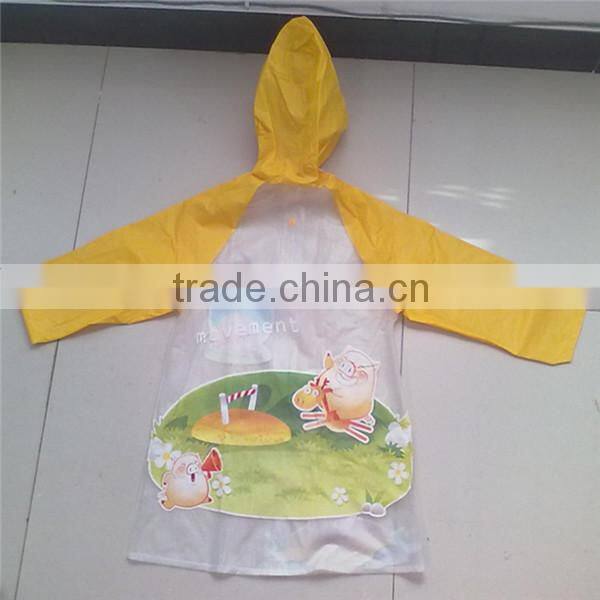 waterproof plastic raincoat for kids/kids PVC raincoat/printed kids poncho raincoat