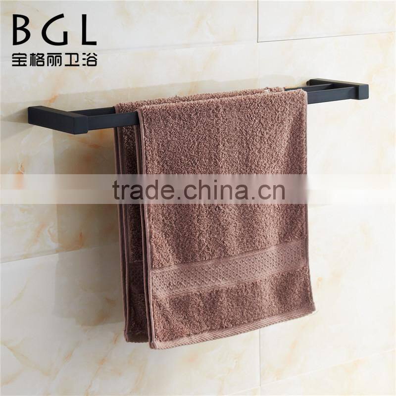 Square design Zinc alloy accessories for bathroom Wall mounted Black Double towel bars