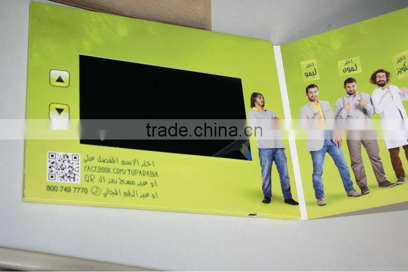Hot 7 inch lcd video box greeting card business booklet with rechargeable battery for christmas gifts