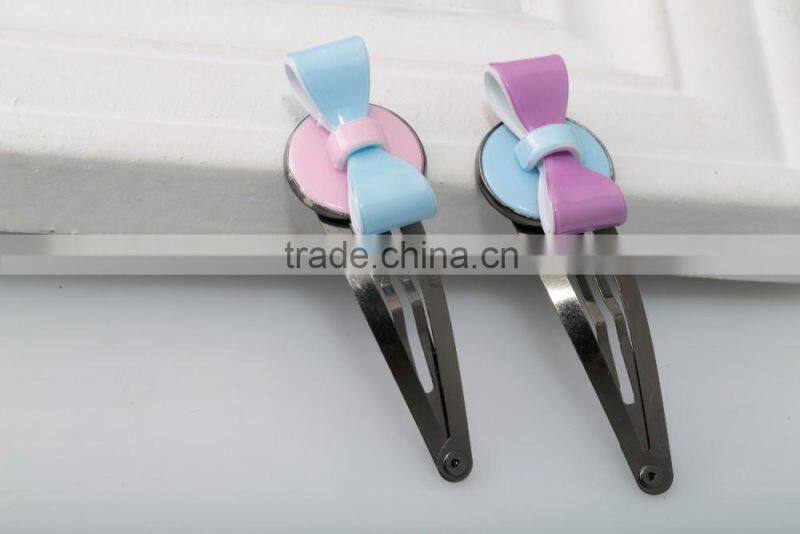 Solid color round shape hair pins little girls best metal hair accessory butterfly free sample alloy hair clip
