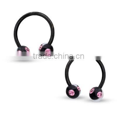 Silver 925 Crystal Horseshoe Circular Barbell Piercings Jewelry