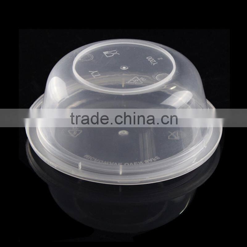 Disposable plastic food container round bowl 200ml soup container with lid