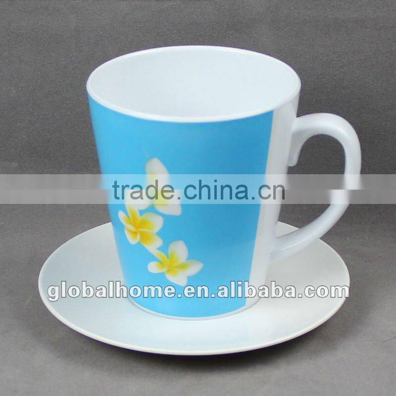 melamine coffee mug and saucer