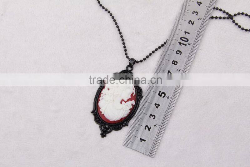 fashion jewelry necklace steampunk necklace beauty silhouette black cameo pendant 2015 new party dress made in China yiwu
