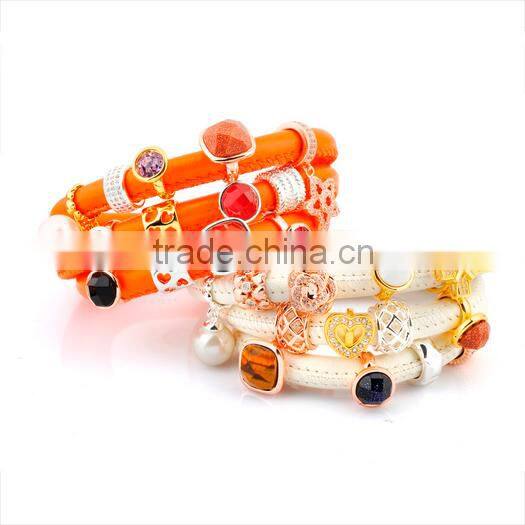 New Arrival Women Rhinestone Leather Bracelet