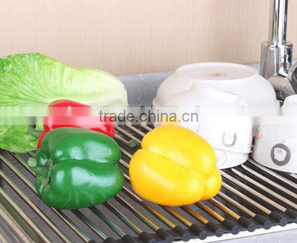 Foldable Stainless Steel Dish Drainer Drying Rack for Kitchen