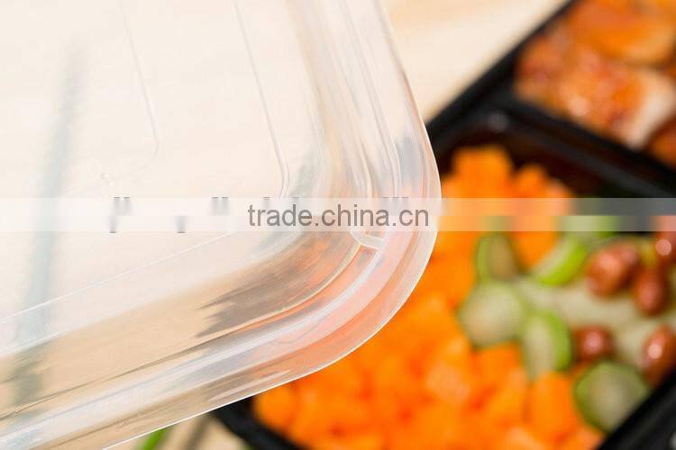 Disposable plastic food container for food take away and microwavable