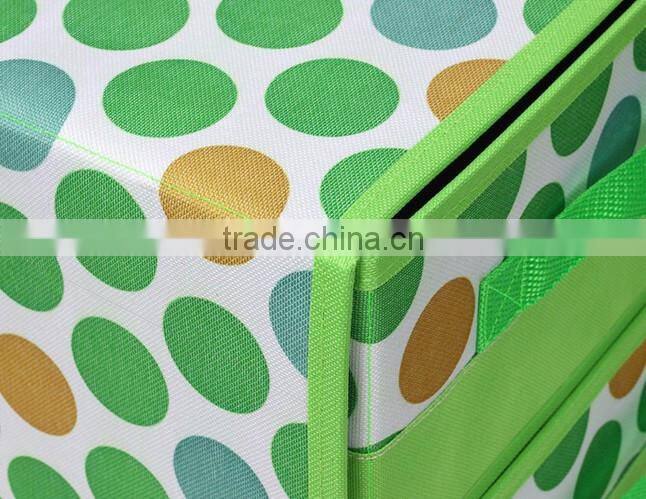 two layered fresh green spots printed storage box with 2 drawer