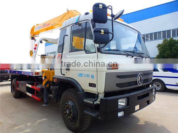 hot sale 170hp dongfeng 4x2 platform wrecker with 5 ton crane