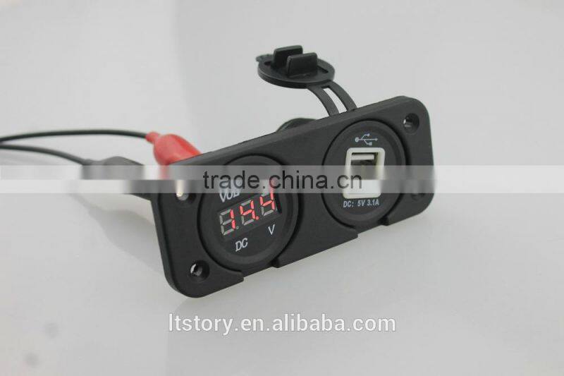 black white battery Waterproof Voltage meter for Car Marine truck
