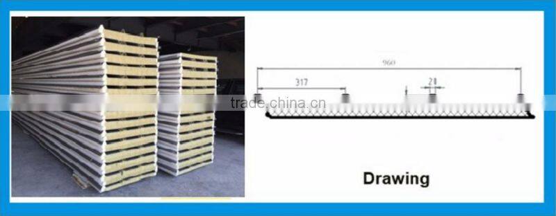 Heavy Density 120kg/m3 Stainless Steel Rock Wool Sandwich Panel