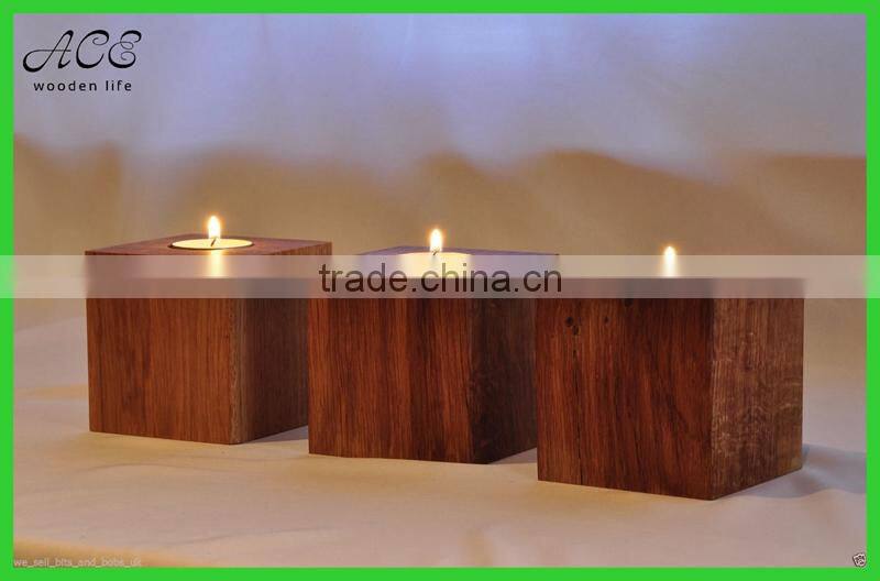 Wooden tea light candle holder