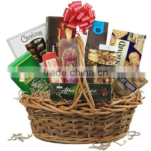 Unique eco-friendly wicker handle gift basket