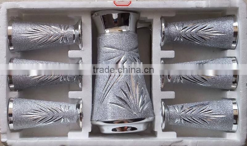 High quality 7pcs glass set,electroplating,1.2L Jug and 9oz mould glass,glassware sets