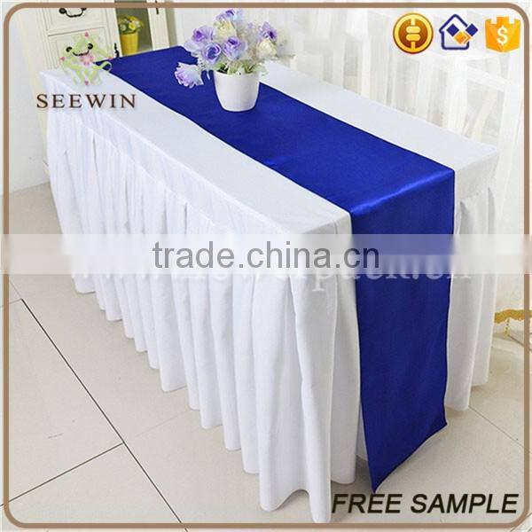 wedding elegant navy blue satin table runner