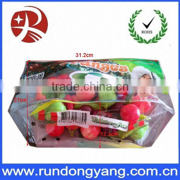 printed plastic zip lock fruit bag with handle