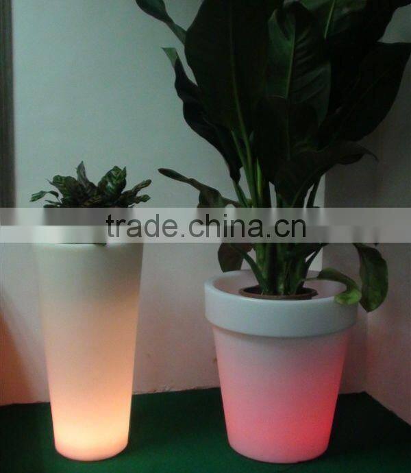 FO-9520 LED Garden Floral Pot, LED Lighted Plastic Planter, Outdoor Tall Round Flower Pot